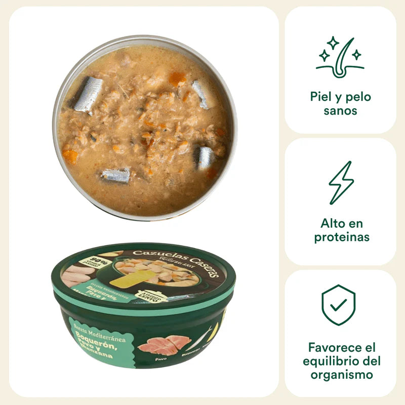 Cazuela casera de Boquerón, Pavo y Manzana para perros 280g