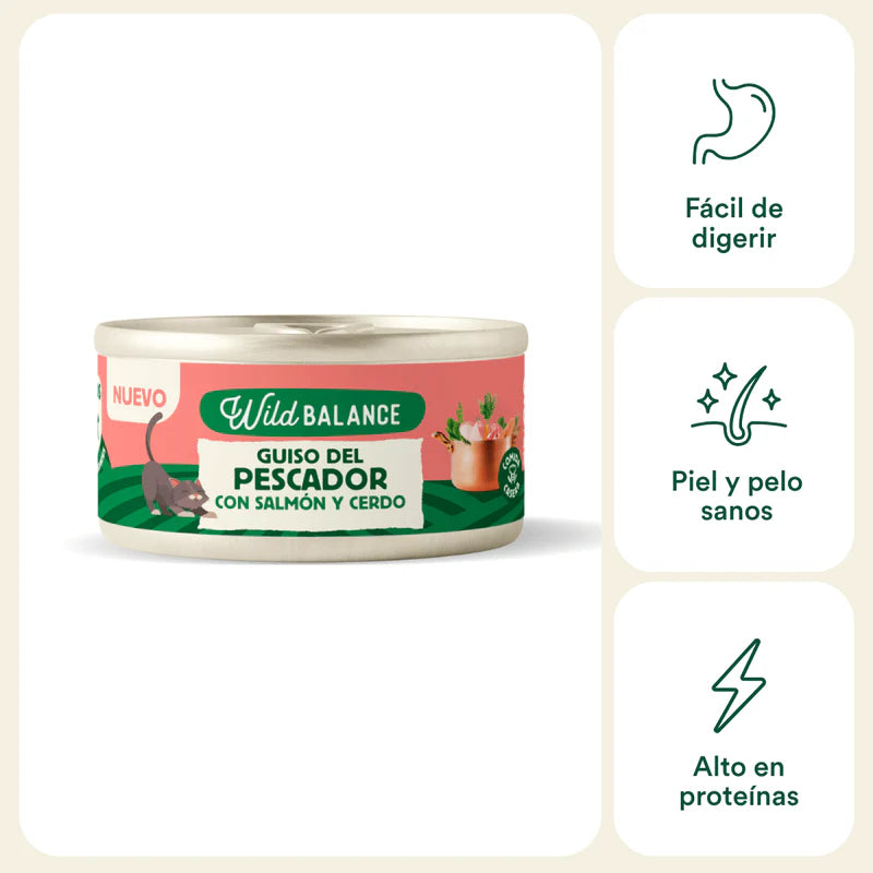 Lata de Guiso del Pescador con Salmón y Cerdo para Gatos 80gr