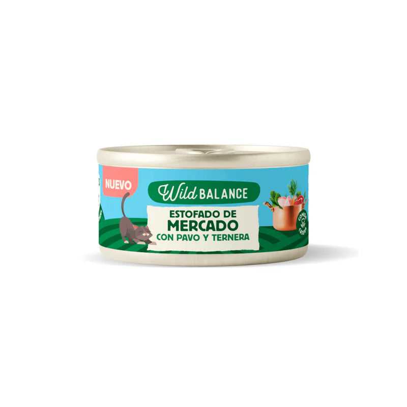 Lata de Estofado de Mercado con Pavo y Ternera para Gatos 80gr