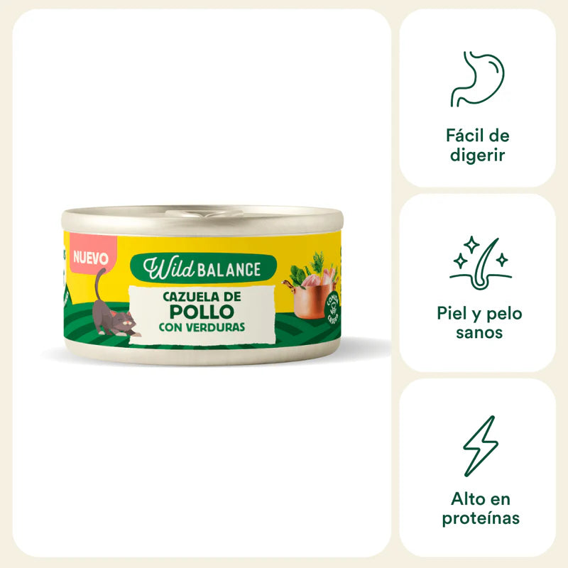 Lata Cazuela de Pollo con verduras para Gatos 80gr