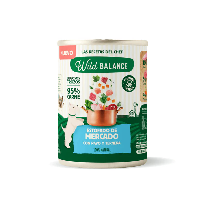 Lata de Estofado de Mercado con Pavo y Ternera para Perros 400gr
