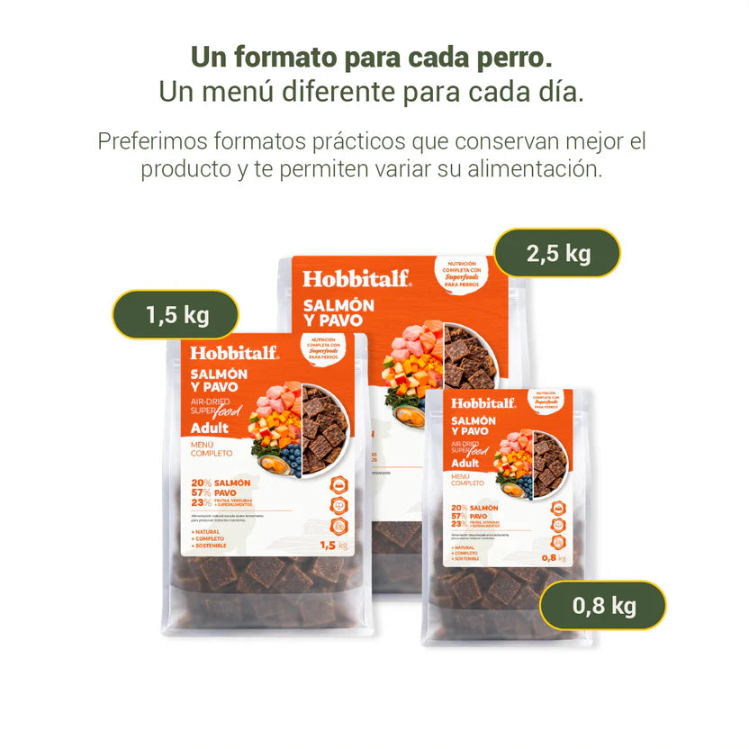 Menú de Salmón y Pavo Secado al Aire - Para Perros